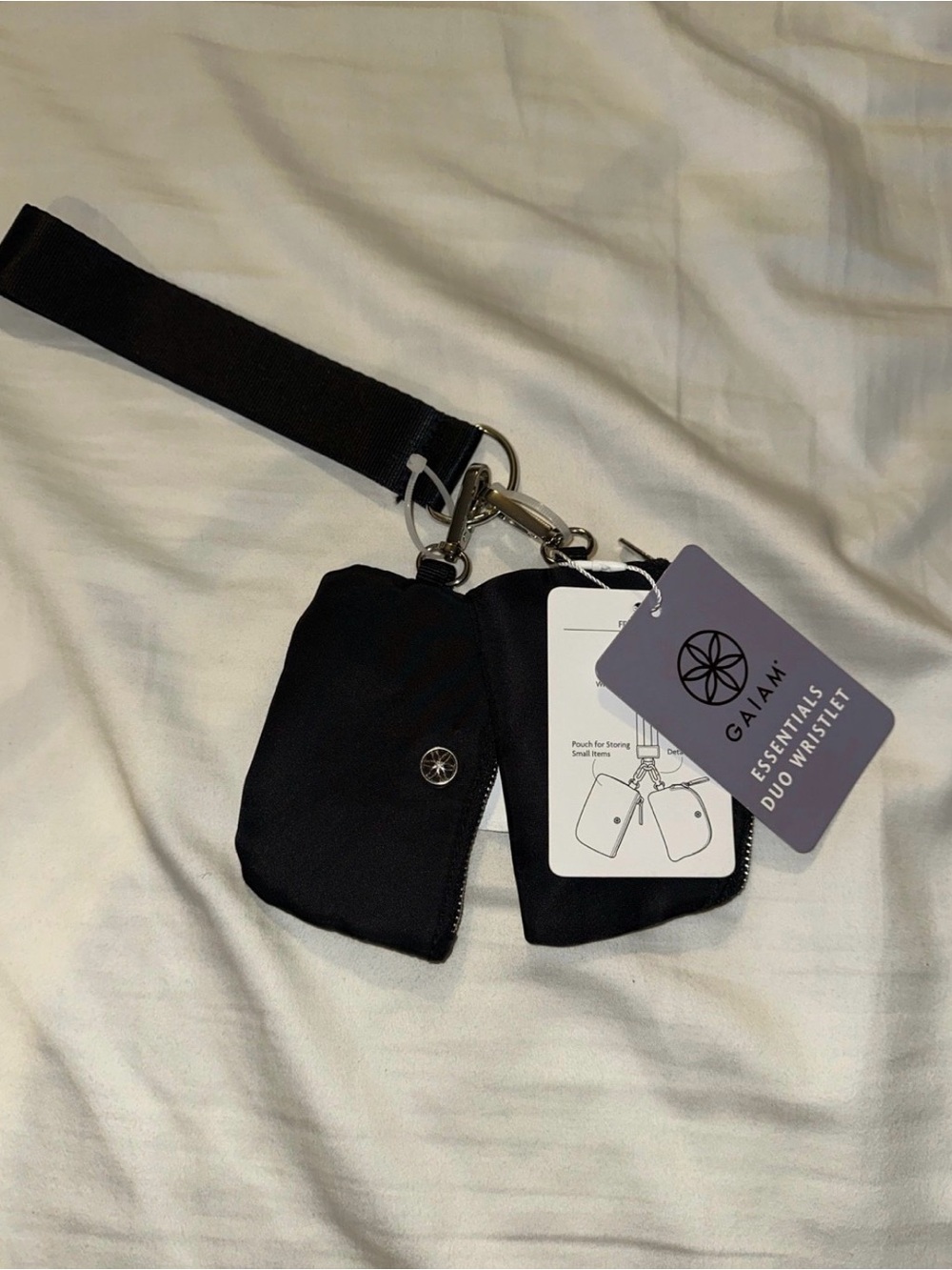 GAIAM Black Essentials Duo Wristlet with Removable Strap